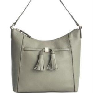 Giani Bernini Pebble Gray Leather Medium Hobo/Shoulder Bag with Tassels - NEW